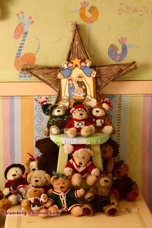 Toddler Friendly Christmas Tree Decorating Idea with Stuffed Toys