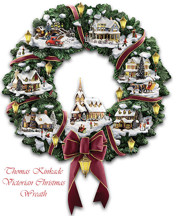 thomas kinkade victorian christmas wreath