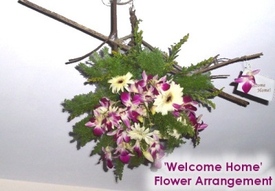 Welcome Home - Hanging/Inverted Christmas Flower Arrangement with Orchids and Gerbera Daisies