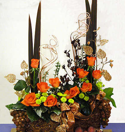 Orange-Copper-Bronze Christmas Flower Arrangement