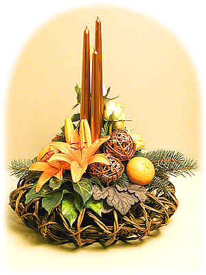 Orange-Copper Christmas Flower Arrangement