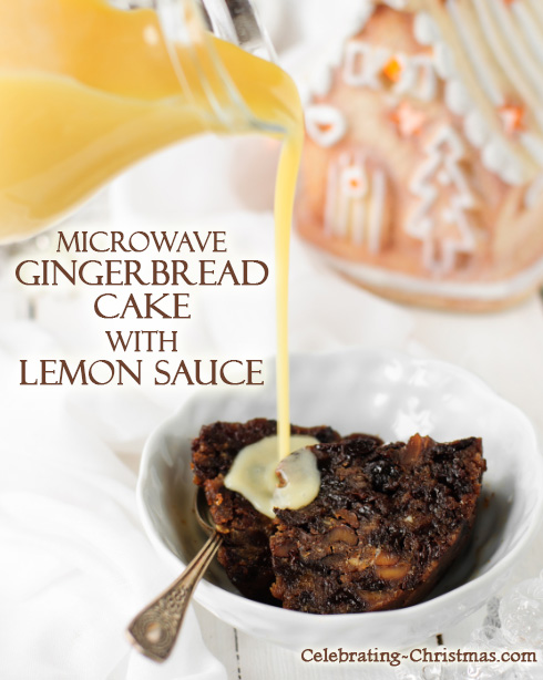 Microwave Gingerbread Cake with Lemon Sauce