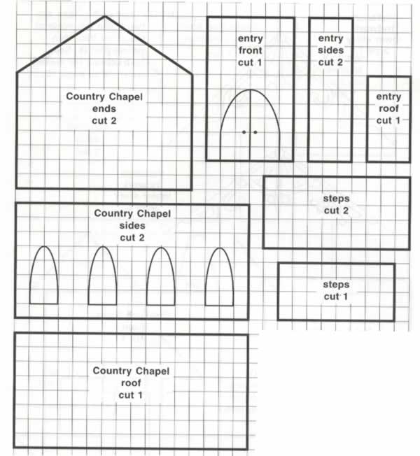 Country Chapel Gingerbread House Blueprint