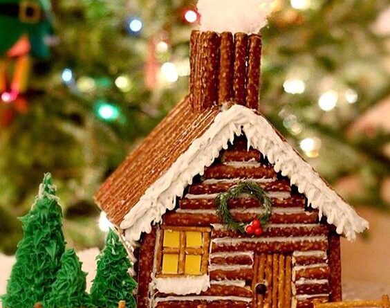 log cabin gingerbread house template
