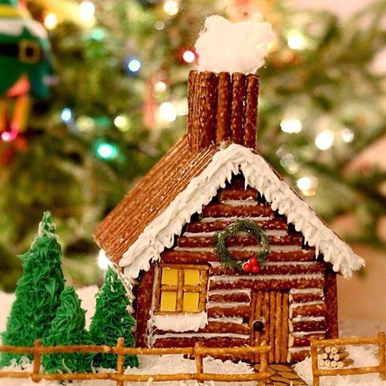 log cabin gingerbread house template