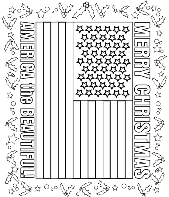 Merry Christmas America - Free Christmas Coloring Page