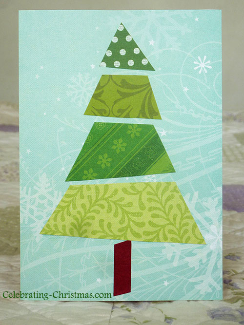 Easy, handmade Christmas tree card idea