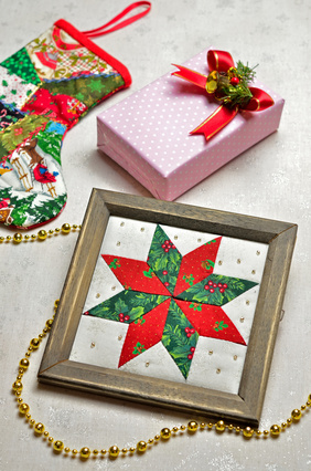 Framed Patchwork Quilt Squares as Christmas Decor or Gifts