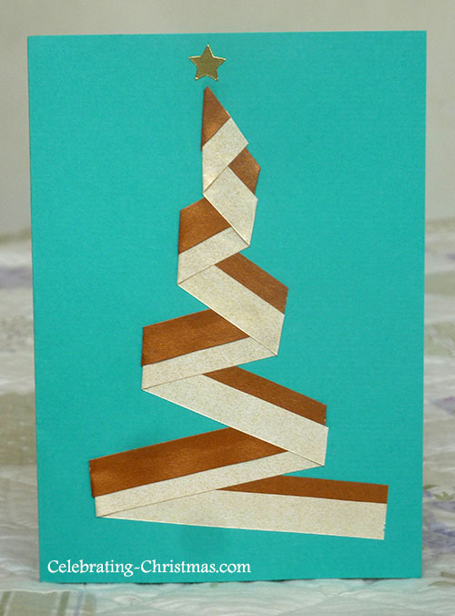 Modern Christmas Tree Card made using Quilling Strips