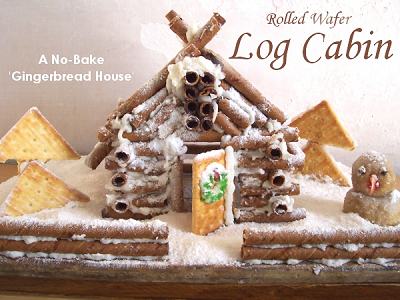 Wafer Roll Log Cabin - No Bake 'Gingerbread' House